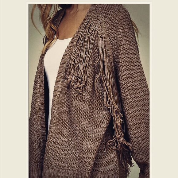 Classic Boho Open Front Fringe Cardigan Sweater - Picture 5 of 7